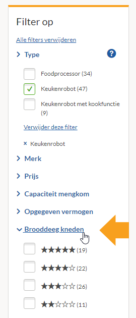filter kneedfunctie